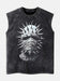 Men’s Acid Wash Sleeveless T-Shirt – Gothic Skull Spike Graphic Gym Tank | Streetwear Muscle Tee
