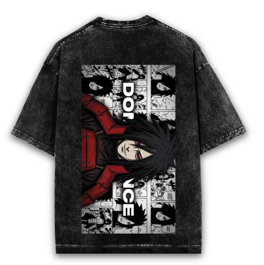 Trendy Anime Printed Oversized T-Shirt for Men | Acid Wash Black Streetwear Tee