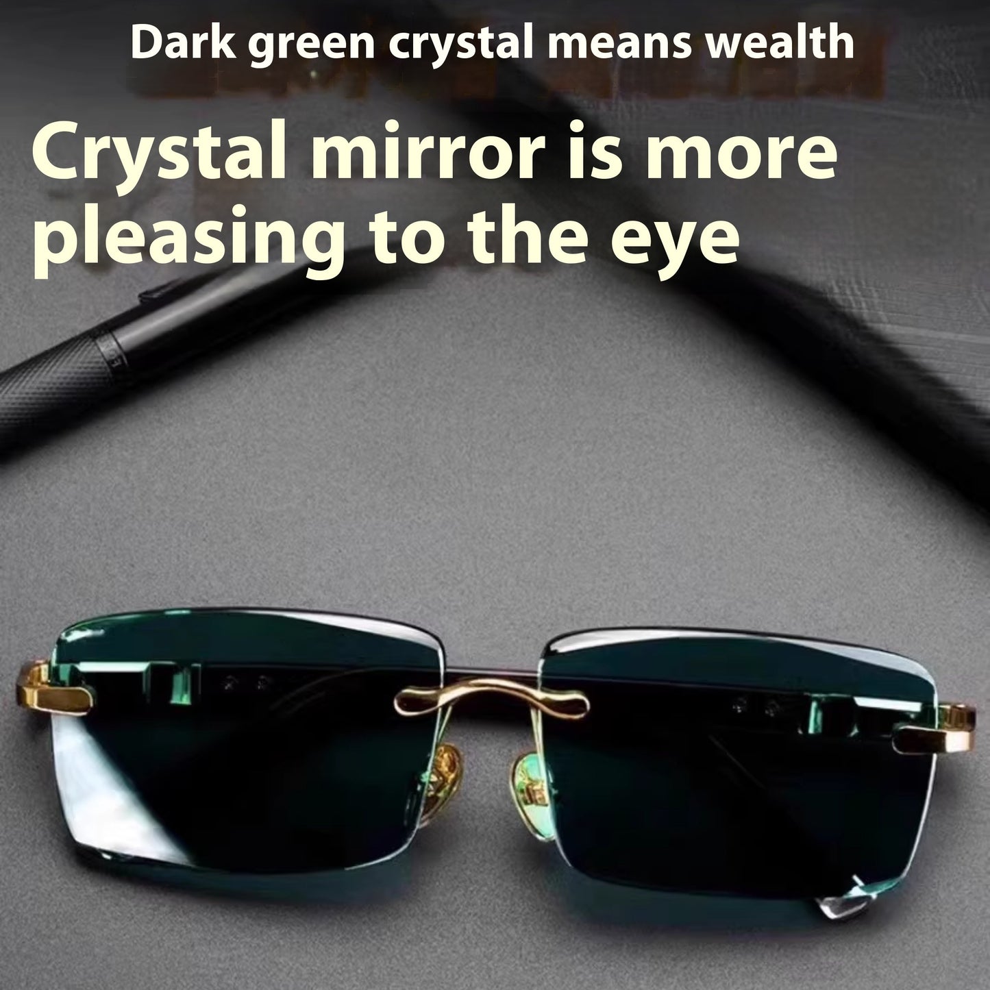High End Wealth Attracting Dark Green Crystal Glasses