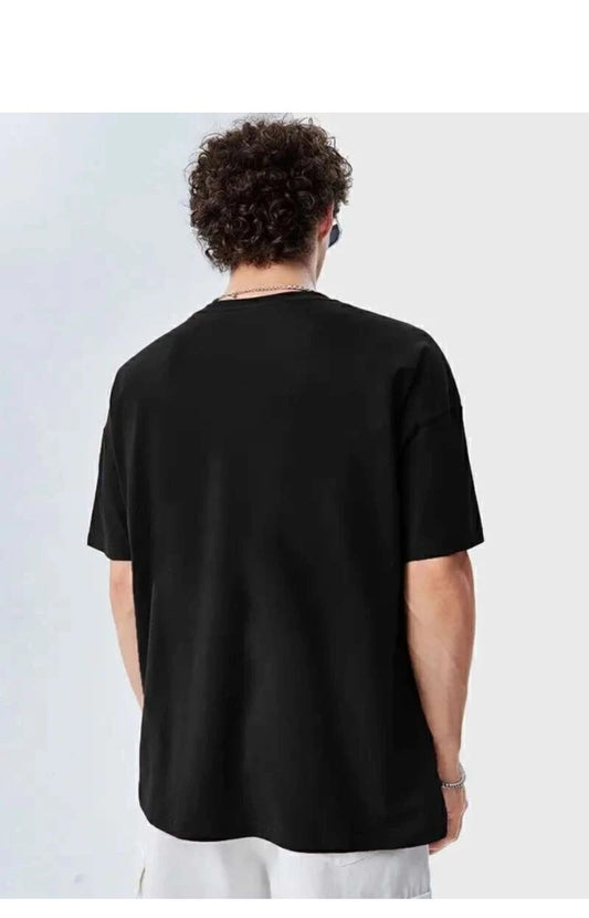 Men’s Black Graphic Oversized T-Shirt (Streetwear Style)