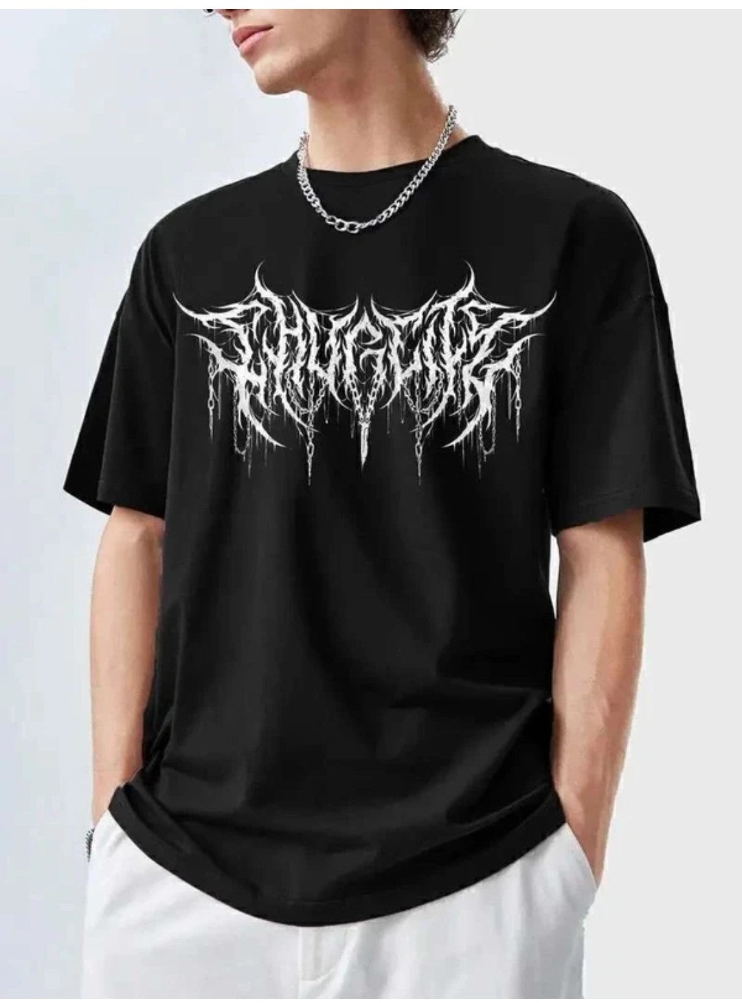 Men’s Black Graphic Oversized T-Shirt (Streetwear Style)