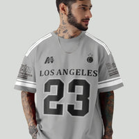Men’s Oversized Grey “Los Angeles 23” Printed T-Shirt | Streetwear Casual Cotton Tee