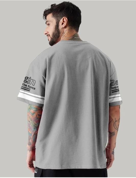 Men’s Oversized Grey “Los Angeles 23” Printed T-Shirt | Streetwear Casual Cotton Tee