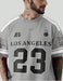 Men’s Oversized Grey “Los Angeles 23” Printed T-Shirt | Streetwear Casual Cotton Tee