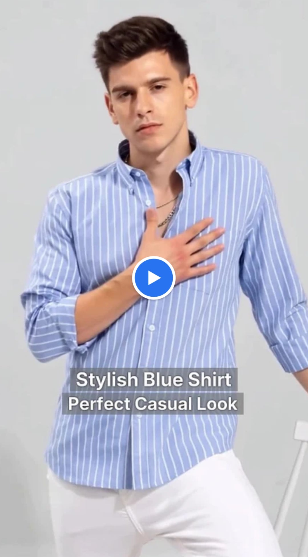 Men’s Sky Blue Striped Shirt – Slim Fit Casual & Formal Wear