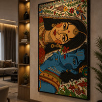 Radha Krishna Madhubani Wall Painting | 18x24 Inch Framed Canvas Art for Living Room & Home Decor